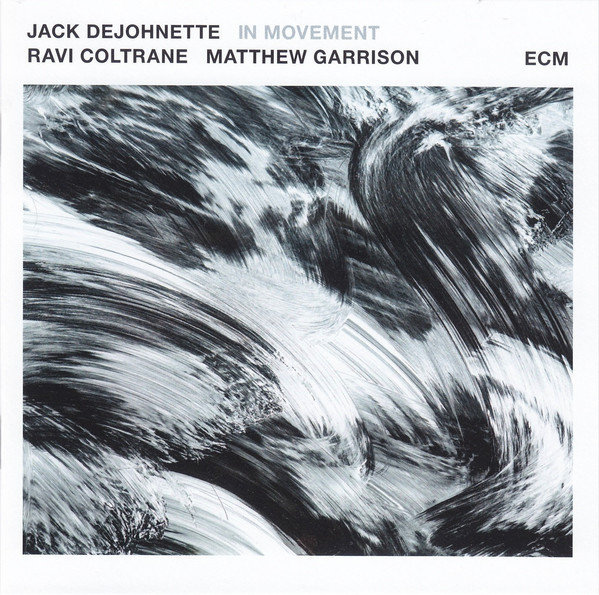 Album Cover of In Movement by Jack DeJohnette. Swirling black & white brush-strokes.